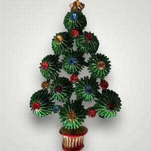 SIGNED HEDY ENAMEL & ASSORTED RHINESTONE COLORS 2 1/2" CHRISTMAS TREE PIN/BROOCH